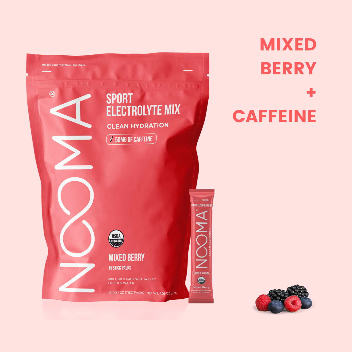 Bulk Discount <br>Mixed Berry + Caffeine <br>Hydration Mix <br>(8 Bags)